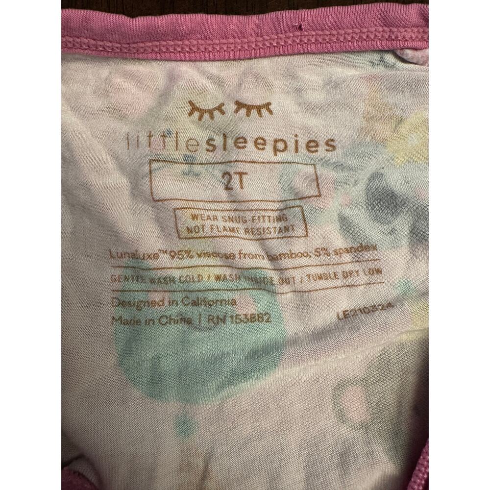 Little Sleepies long sleeved pink animal and party hat one piece pajama set 2T - Picture 3 of 4